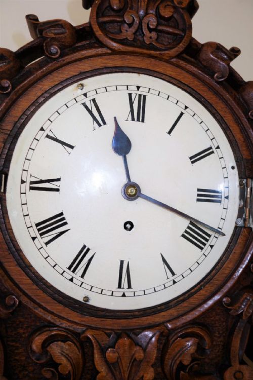 SMALL 8 INCH DIAL FUSEE BRACKET WALL CLOCK CIRCA 187080 - ADDITIONAL PHOTO 3