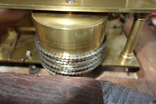 SMALL 8 INCH DIAL FUSEE BRACKET WALL CLOCK CIRCA 187080 - ADDITIONAL PHOTO 5