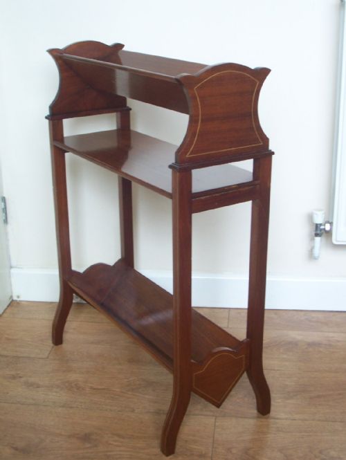 Antique Mahogany Book Trough Table Shelf