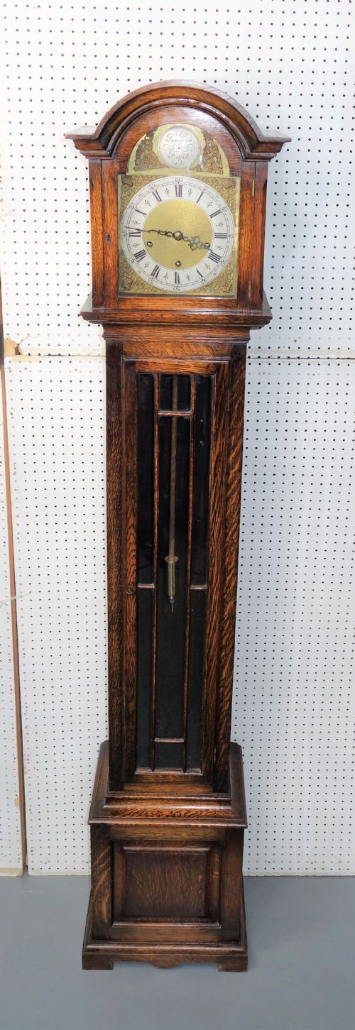 Glass Fronted Small Grandmother or Grandfather Longcase Clock - Circa 1920 - Mellow Westminster Chimes