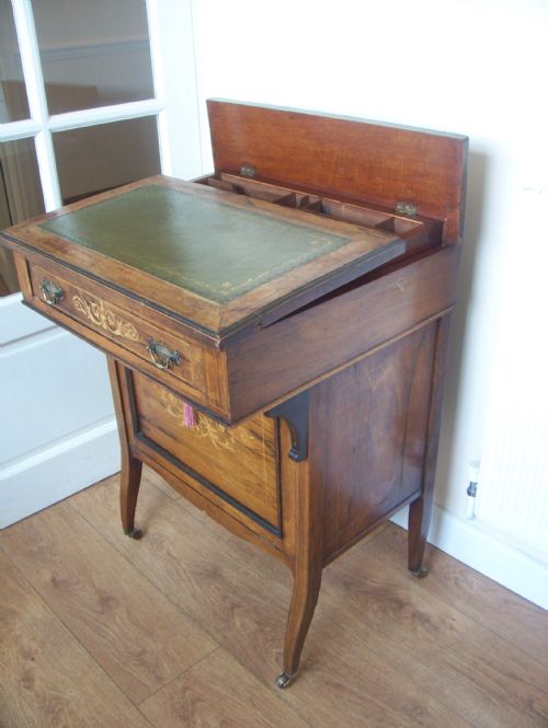 Victorian Inlaid Rosewood Davenport Desk with Adjustable Top