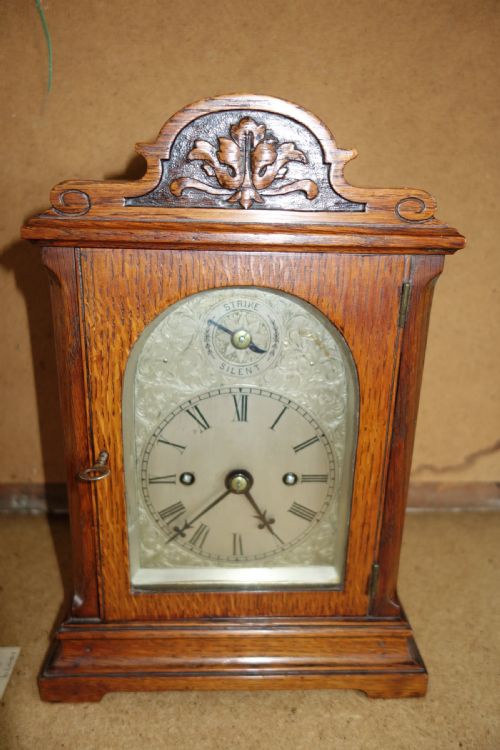 Small Late 19th Century Silver Dial Twin Fusee Striking Bracket/mantel Clock