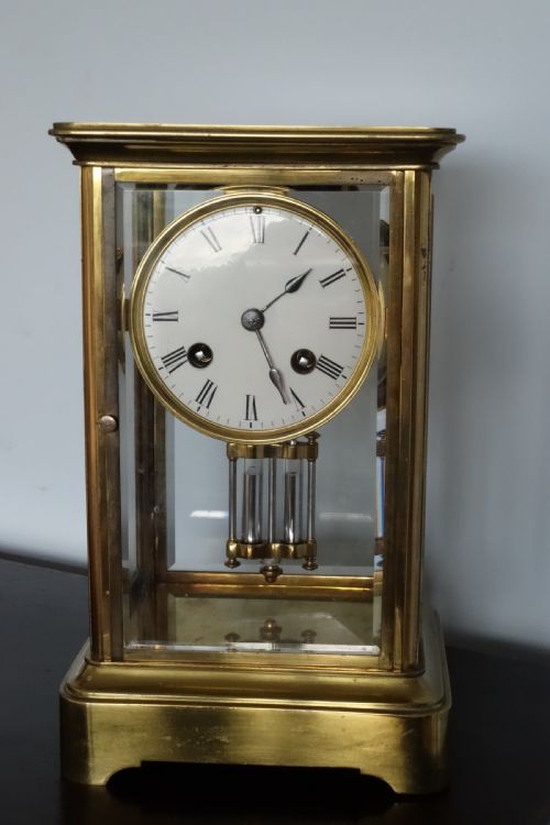 19th C. French Four (4) Glass Bell Striking Mantel Clock with Mercury Filled Pendulum  - Medal D'honour