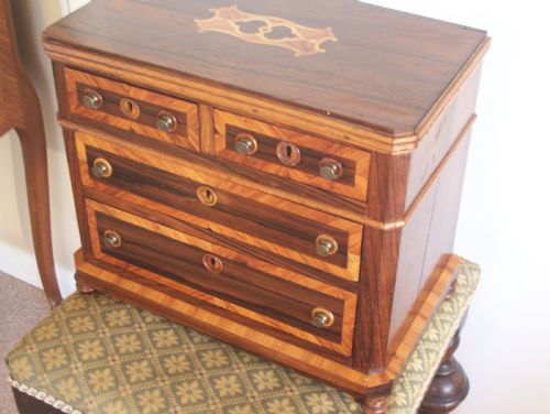 C19th French Inlaid Jewellery Cabinet Miniature Chest