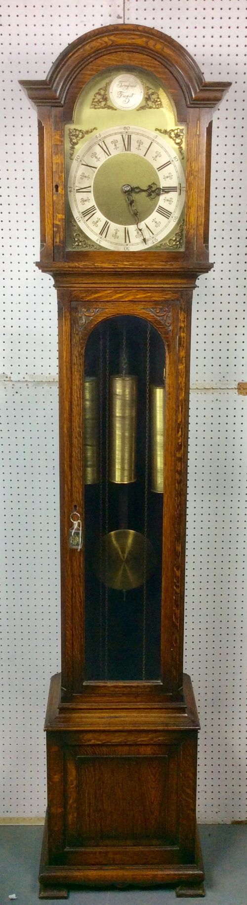 Good Quality Triple Weight Westminster Chiming Musical Grandmother/grandfather Longcase Clock - 1920 - Georgian Style - Glass Door