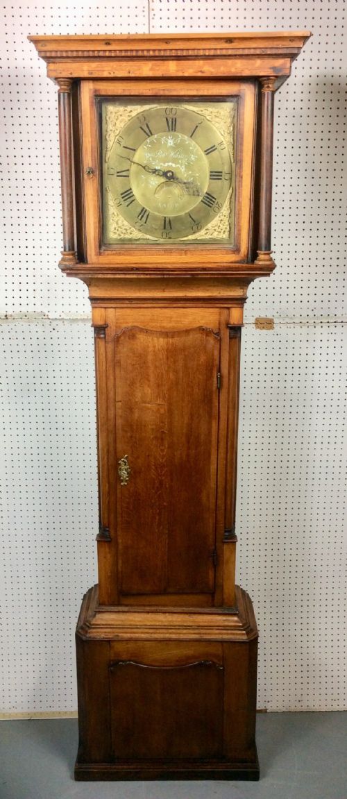 Late 18th C. Brass Dial Georgian (George Iii) Cottage Size Grandfather Longcase Clock