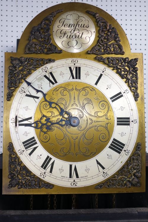 fig 1. Good Quality Mahogany English Triple Weight Westminster Chiming Small Grandfather Longcase Clock - Circa 1920