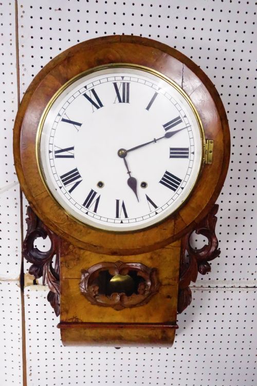 Attractive Figures Walnut 8 Day Striking Drop Dial Wall Clock