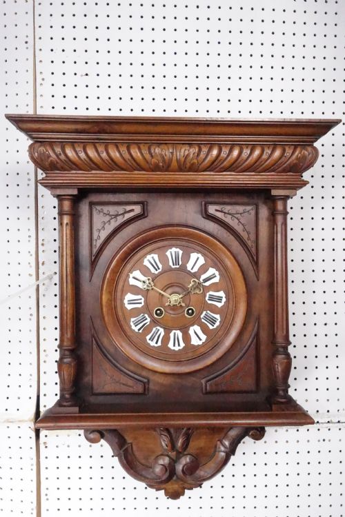 Late 19th Century Walnut Black Forest Striking Wall Clock with Enamel Numbers