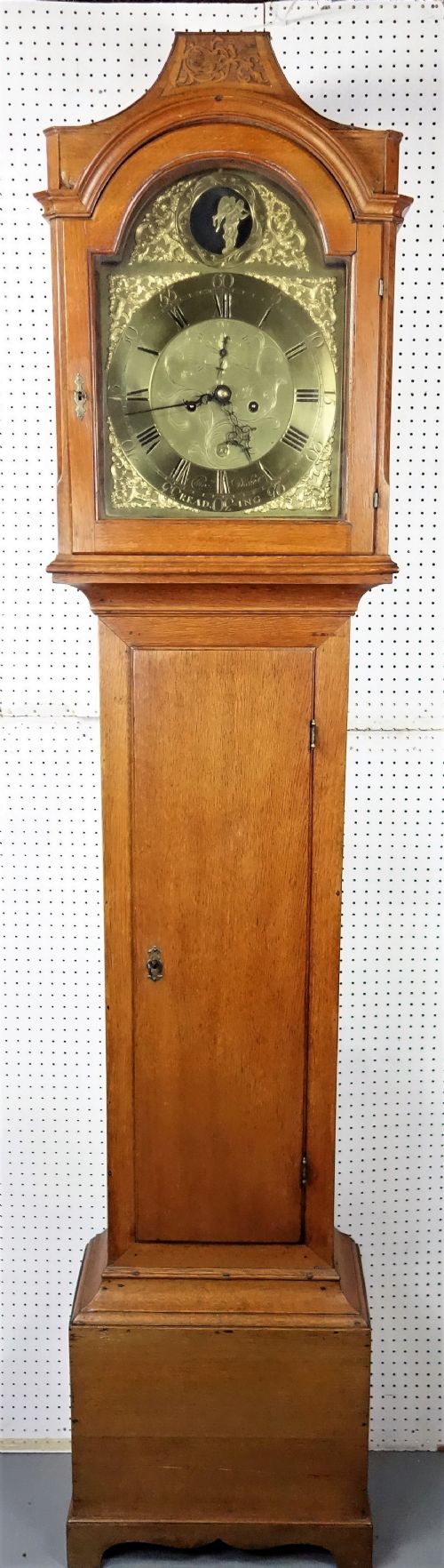 Georgian (George Iii) Swinging Angel Light Oak Grandfather Longcase Clock Thomas Dicker (I) of Reading Circa 1760