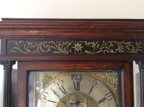 fig 1. Georgian (GeorgeIII) Oak Cased Grandfather Longcase Clock with Inovative Rack Stop. Circa 1770