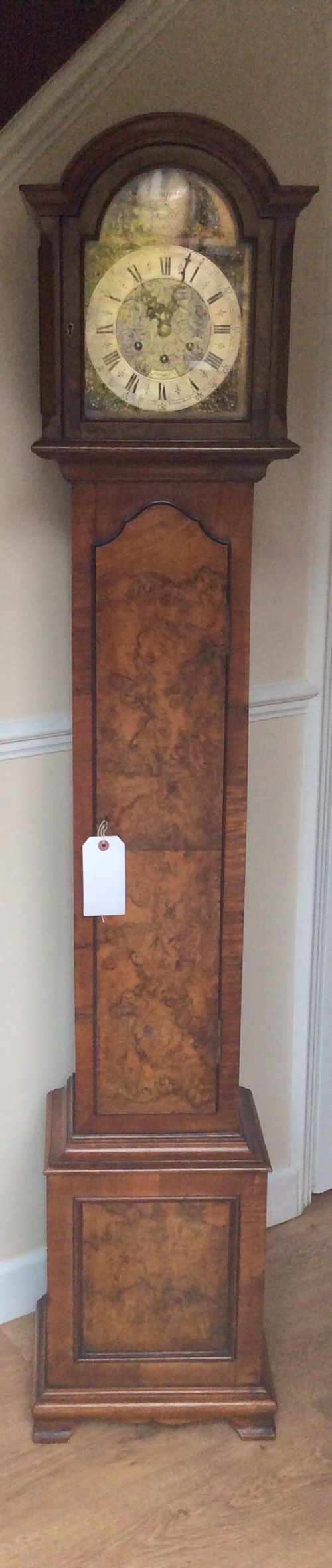 Gustav Becker Burr Walnut Grandmother Longcase Clock with 2 Tunes