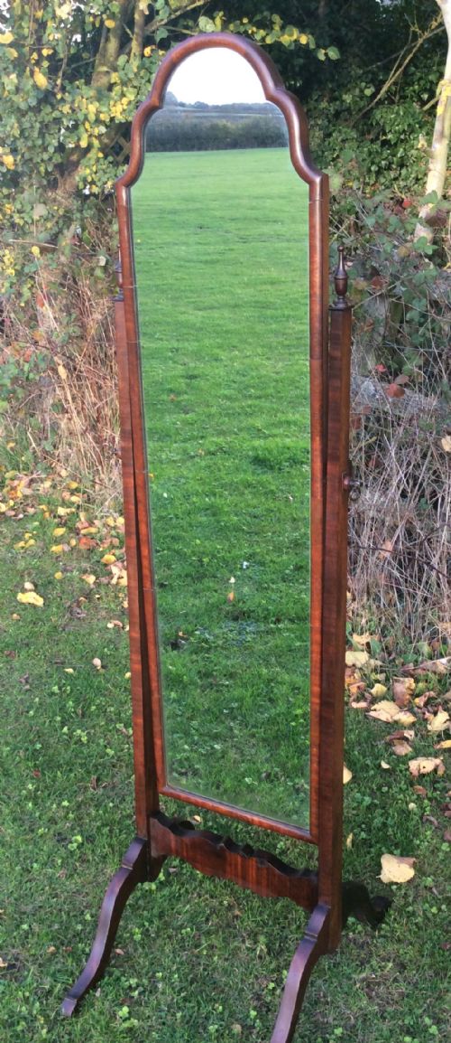 Fine Edwardian Mahogany Cheval Mirror