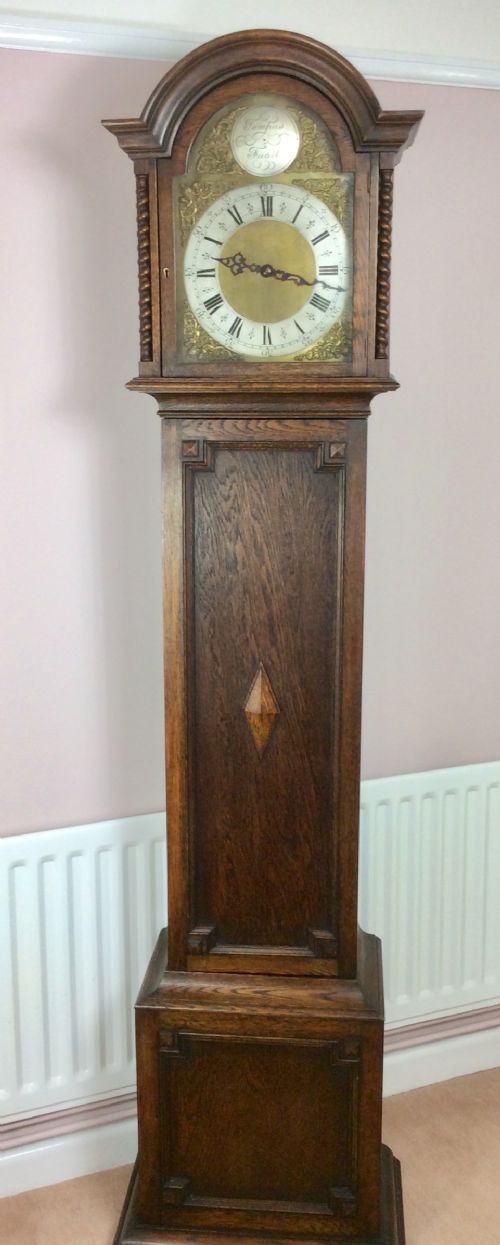 Barley Twist Oak Triple Weight Westminster Chiming Grandmother/grandfather Longcase Clock