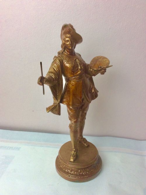 THE ARTIST BRONZED SPELTER FIGURAL STATUE - ADDITIONAL PHOTO 1