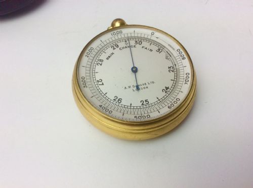 fig 1. Gamages Leather Cased Gilt Pocket Barometer