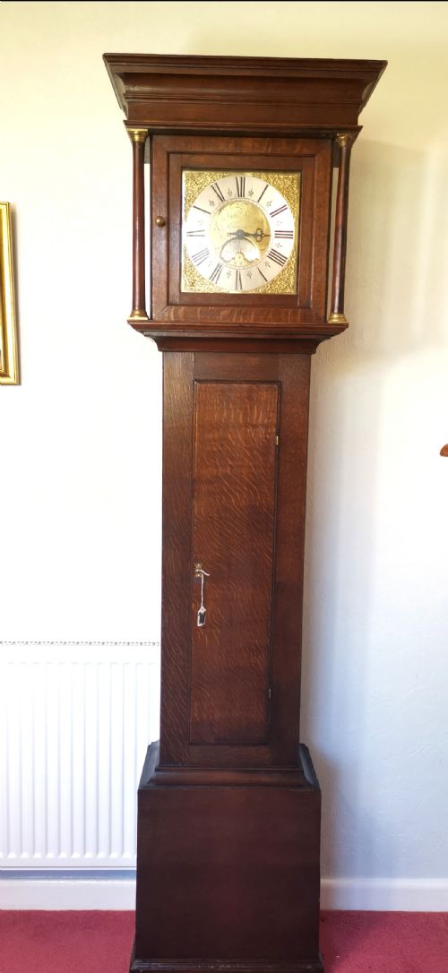 No 47 Early Georgian Kirk of Kibworth Small (80.6in) Oak Cased Grandfather Longcase Clock - C. 1760-65
