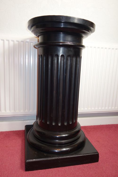 Ebonised Victorian Wooden Statue Display Pillar Pedestal in the Form of a Greek Column - 78cm High