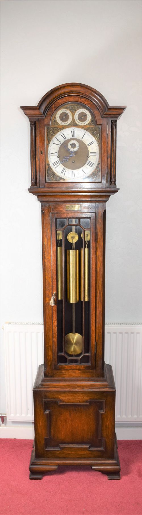 Regulator Quality Solid Oak Astragal Glazed Triple Tune Triple Weight Grandfather or Grandmother Longcase Clock with Deadbeat Escapement & Maintaining Power