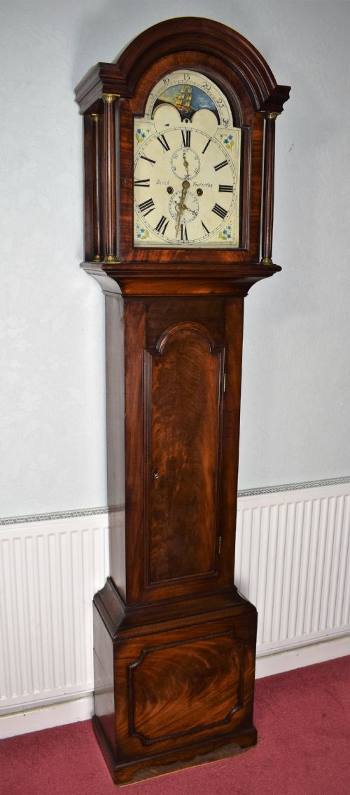 Georgian Moon Phase Mahogany Grandfather Longcase Clock - Birch of Tenterten
