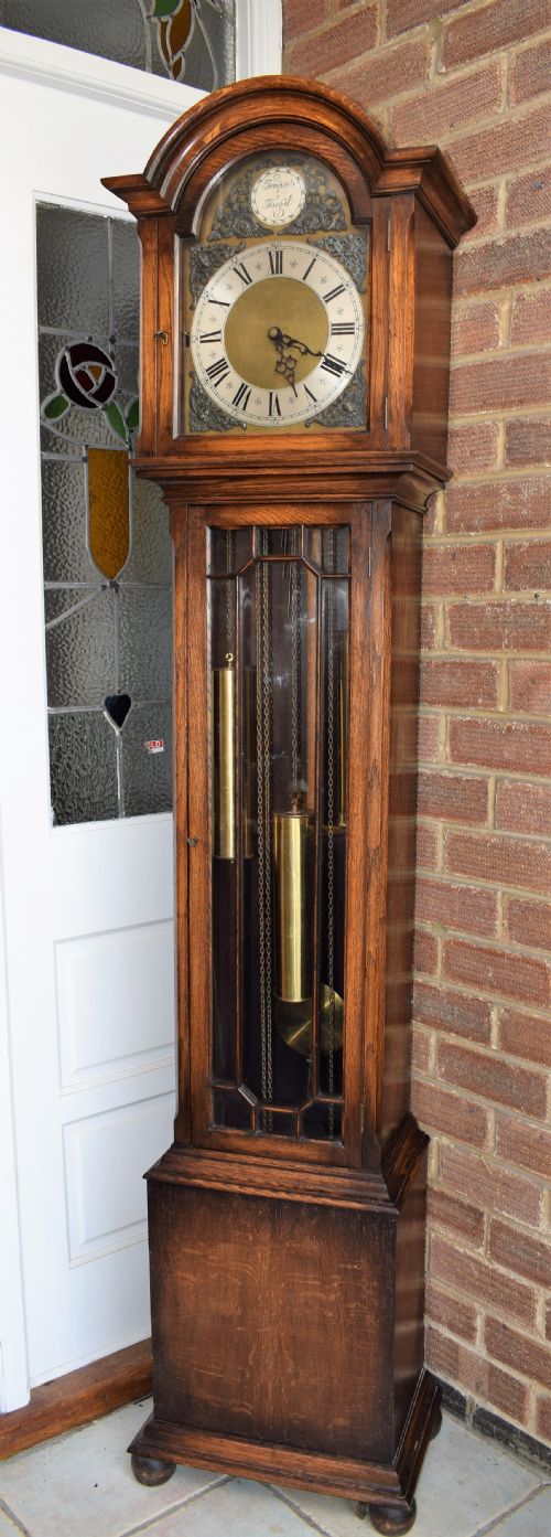 Good Quality Peeless Embee Triple Weight Musical Grandmother or Grandfather Longcase Clock with Astragal Glazed Door