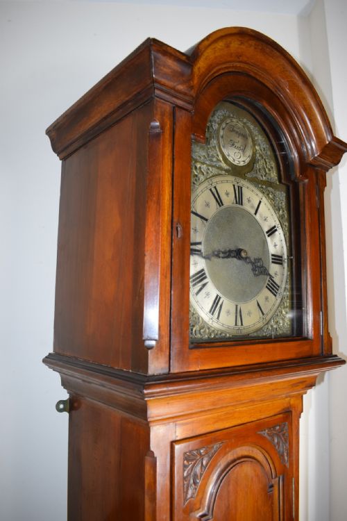 fig 1. Warm Walnut Grandmother/Grandfather Longcase Clock With Peerless/Embee Quarter Chiming Triple Weight 8 Day Westminster Musical