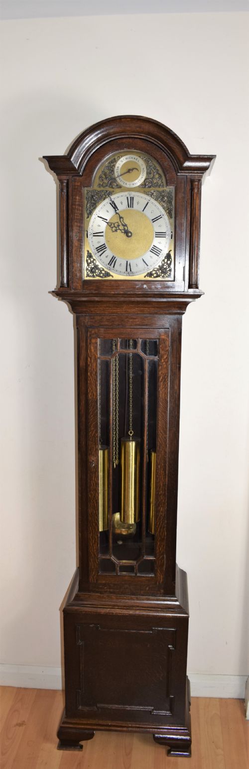 Top Quality German Peerless/embee Triple Musical Tune Triple Weight  8 Day Movement in English Astragal Glazed Grandmother or Grandfather Longcase Clock