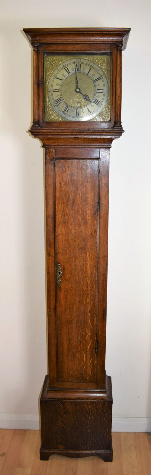 Henry Smith of Petersfield Early Georgian Circa 1730 Slim Oak 30 Hour Grandmother/grandfather Longcase Clock Under 80in High