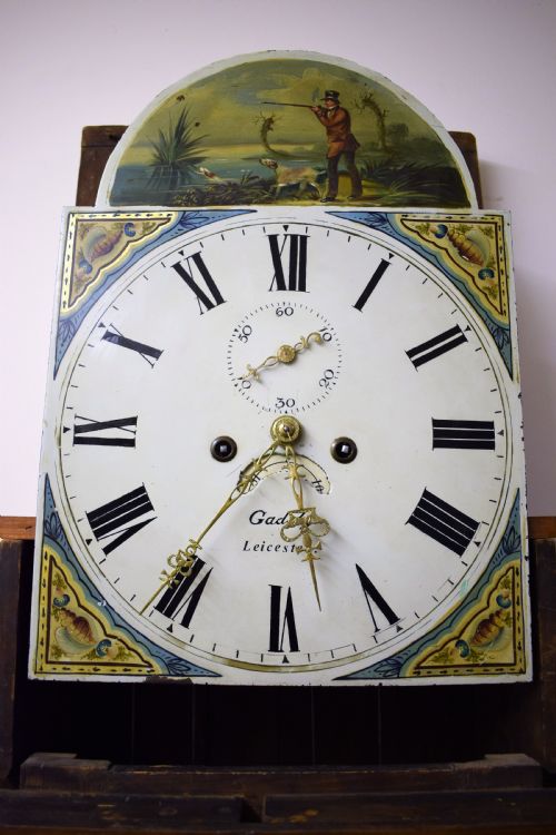 fig 1. 19th Century Mahogany & Oak Grandfather Longcase Clock Gadsby of Leicester 