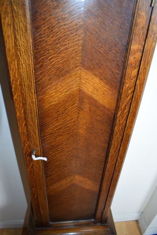 fig 1. Triple Weight Westminster Chiming Musical Oak Cased Grandmother or Grandfather Longcase Musical Clock