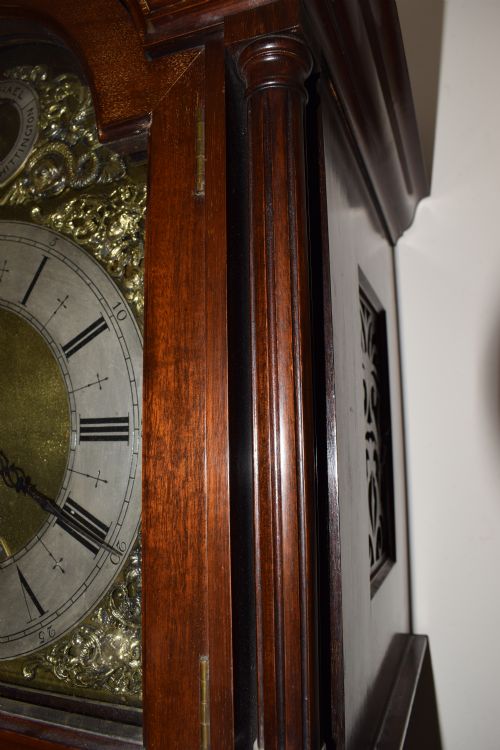 fig 1. Good Quality Bravingtons Mahogany Grandmother or Grandfather Longcase Clock with Triple Tune and Triple Weight Peerless Musical Movement