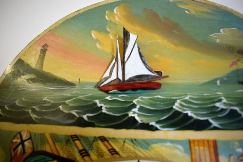 fig 1. Beautiful Flame Mahogany Grandmother or Grandfather Longcase Clock with Automaton Rocking Ship by Hancock of Yeovil