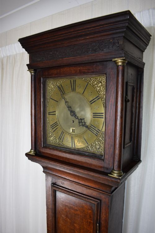 fig 1. Geo Borrett of Stowmarket Mid 18th C. Oak Grandfather Longcase Clock with 8 Day Fusee Movement