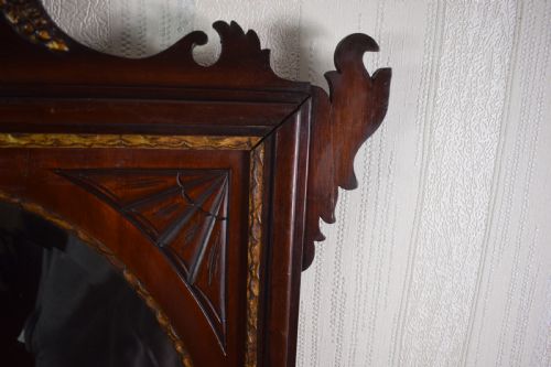 19TH CENTURY MAHOGANY FRETWORK BEVELLED GLASS WALL MIRROR - ADDITIONAL PHOTO 5
