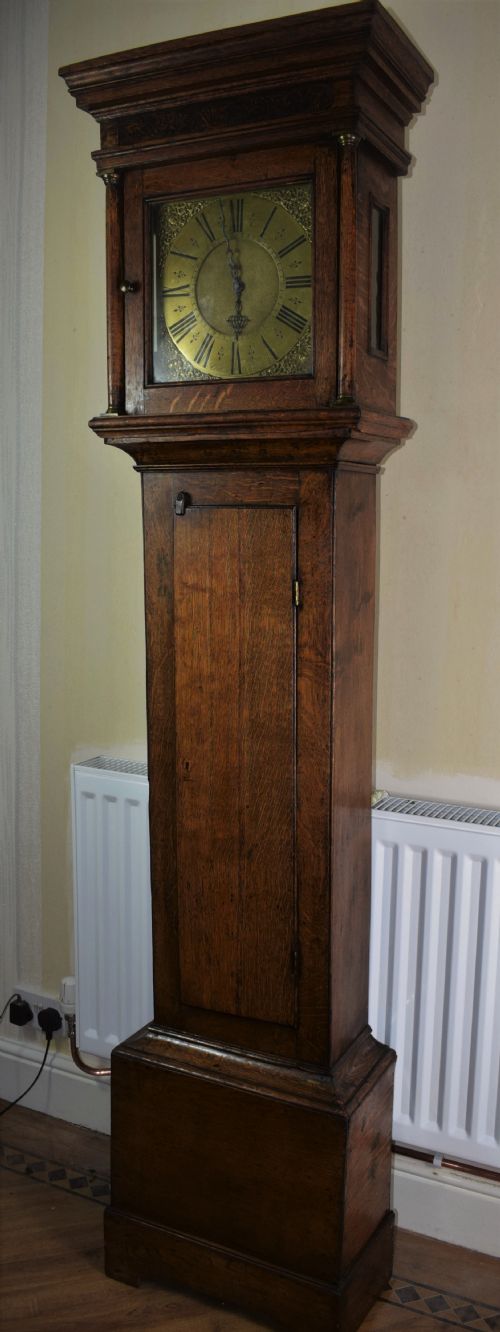 Oak J. Gibson of London Cc 1669 - Late 17th C. Oak Grandfather Longcase Clock