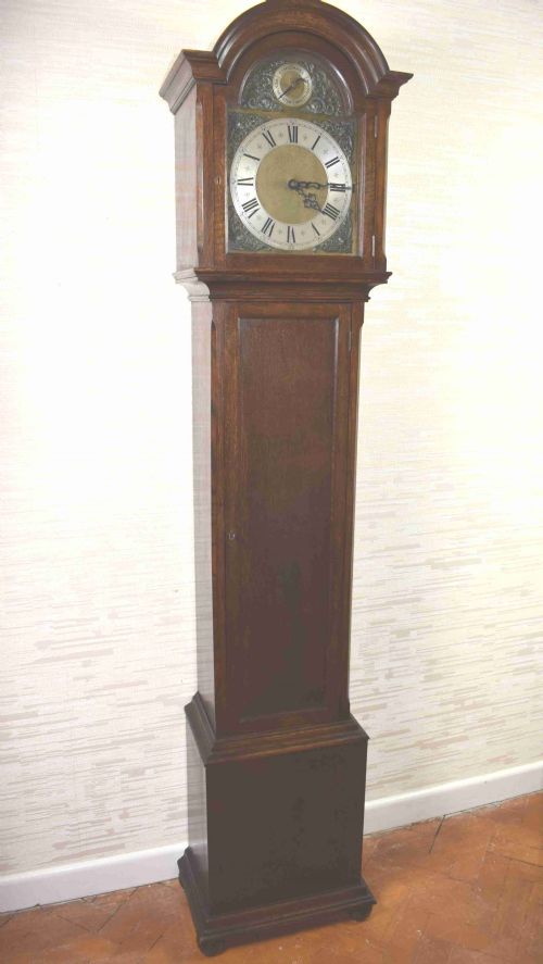 Good Quality Peerless/embee Triple Tune Chiming Musical Oak Grandmother Grandfather Triple Weight Longcase Clock