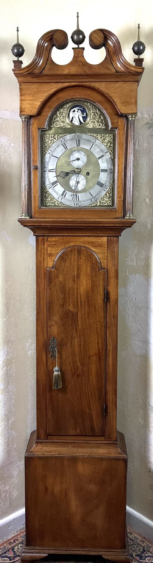 fig 2. Quality Mahogany Georgian Old Father Time Automaton Grandfather Longcase Clock  