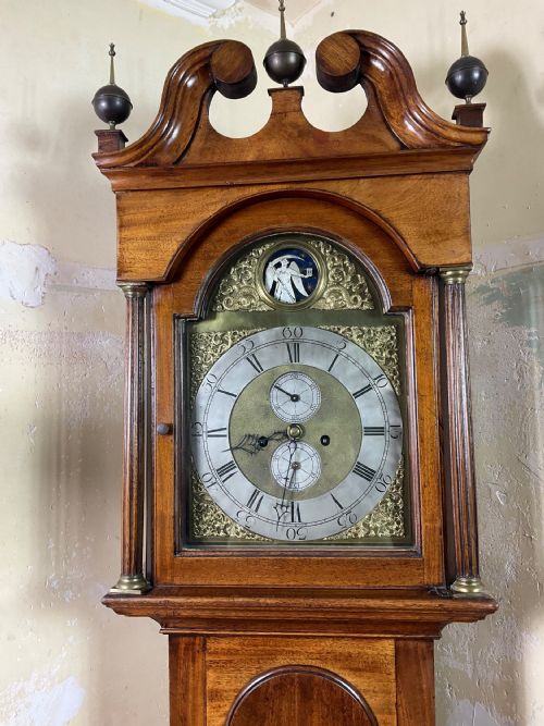 fig 1. Quality Mahogany Georgian Old Father Time Automaton Grandfather Longcase Clock  