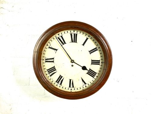 19th C Fusee Wall Clock with 16in Dial with Mahogany Case