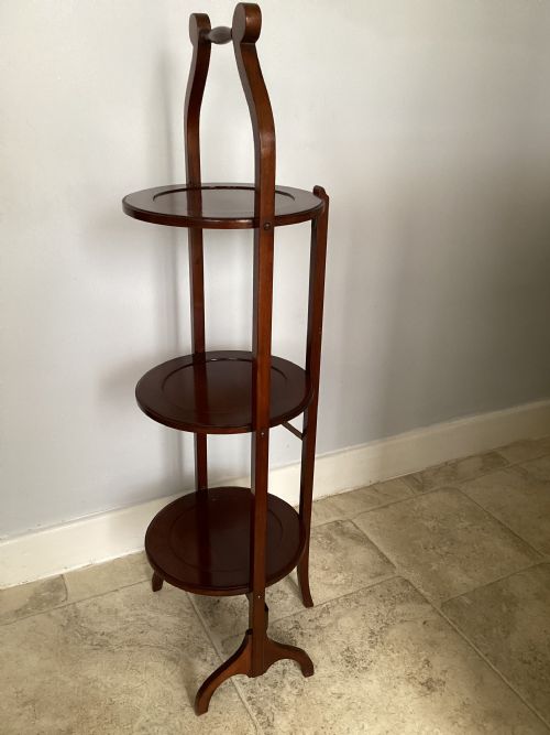 EDWARDIAN MAHOGANY FOLDING CAKE STAND - ADDITIONAL PHOTO 1