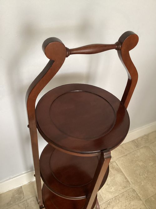 EDWARDIAN MAHOGANY FOLDING CAKE STAND - ADDITIONAL PHOTO 2