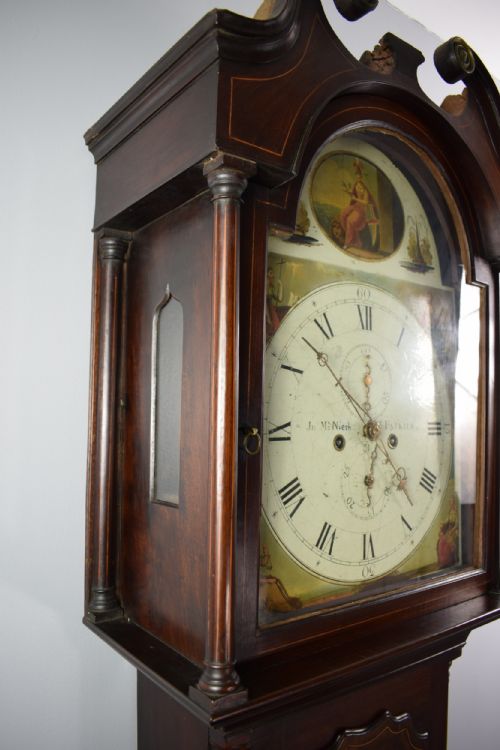 fig 1. Georgian Inlaid Mahogany Grandfather Longcase 8 Day Clock - Early 19th Century