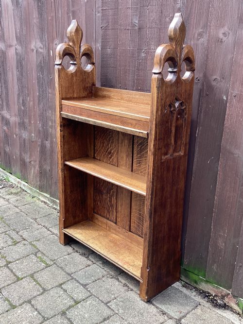 Victorian Oak Gothic Open Bookcase or Screen
