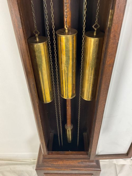 fig 2. Small (70in) Musical Quarter Chiming Grandfather or Grandmother Oak Longcase Clock