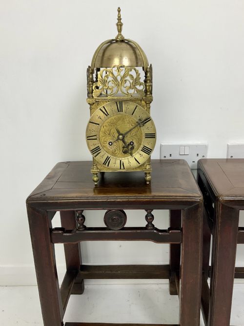 QUARTER STRIKING TWO BELL BRASS LANTERN CLOCK BY PEERLESS MATHIAS BAUERLE - ADDITIONAL PHOTO 1