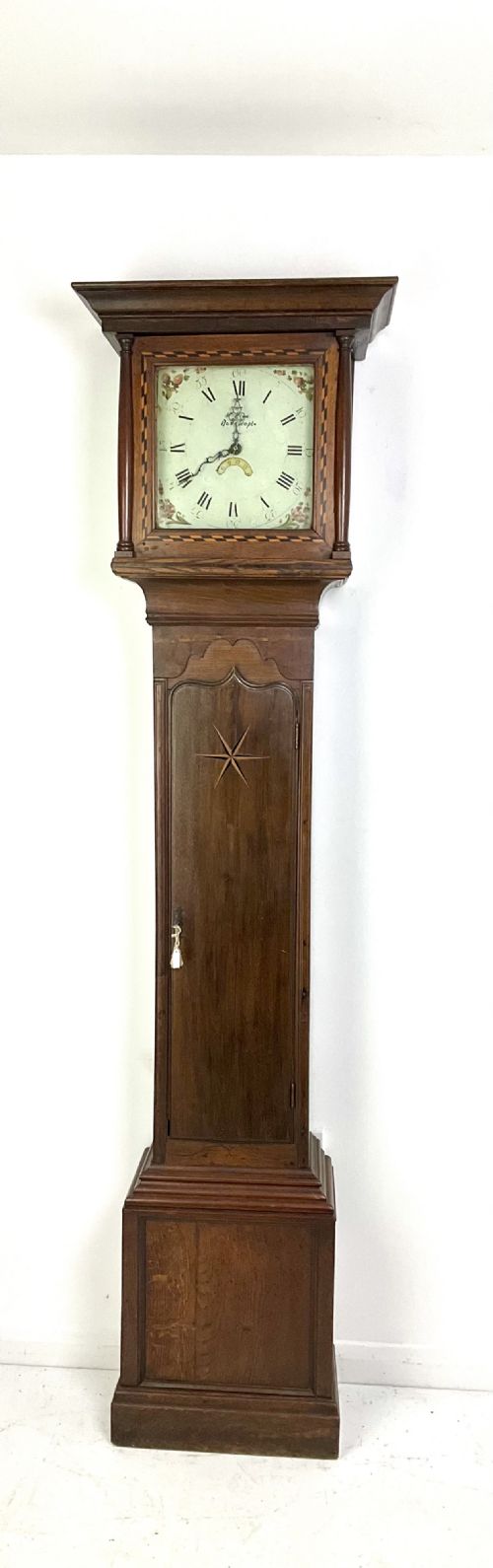 fig 1. W PIKE BARNSTABLE GEORGIAN OAK GRANDFATHER LONGCASE CLOCK
