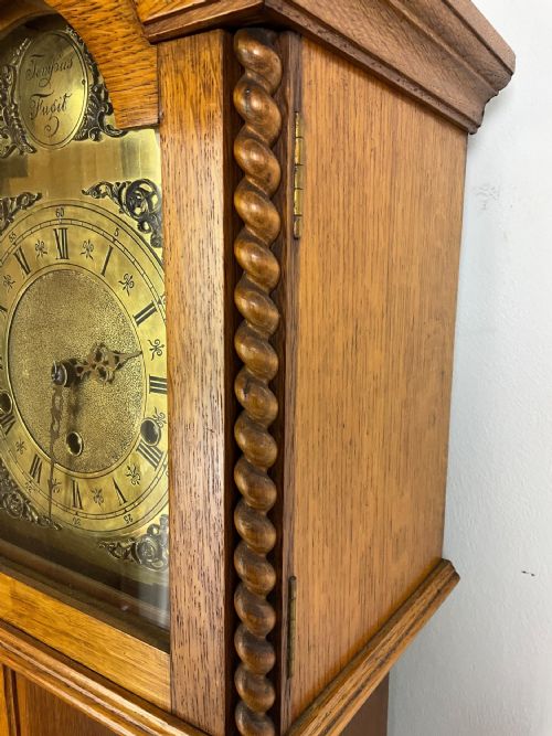 fig 1. 30s Light Oak Westminster Chiming Grandmother Longcase Clock
