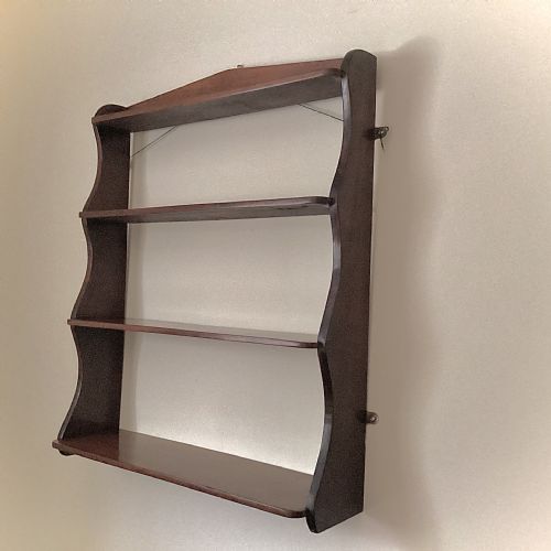 C19th Mahogany 4 Tier Waterfall Wall Shelves Whatnot