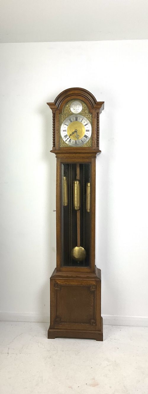 fig 1. Musical Quarter Chiming Oak Grandfather/mother Longcase Clock