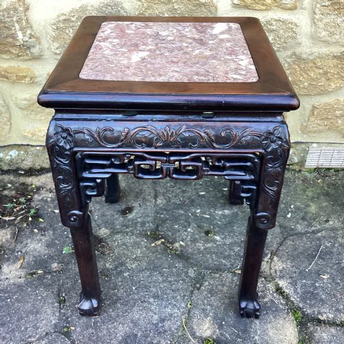 Chinese Urn / Lamp Table Rouge Marble Inset Top